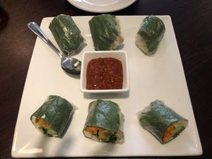Spring rolls at Amitabul in Chicago