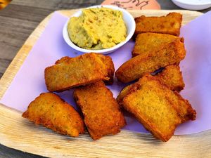 Squared falafel at La Calle in Guadalajara