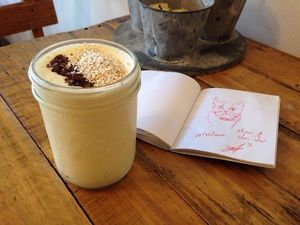 malteada de vainilla con leche de coco at Posdata Cafe in Mexicali