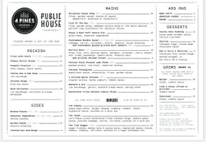 Menu - June 2021 at 4 Pines in Newport