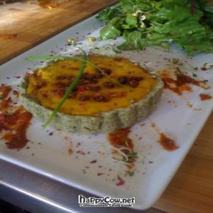 raw vegan bacon & egg pie!!! at Eternal Delight in Christchurch