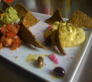 raw vegan dipping platter with crackers!!! at Eternal Delight in Christchurch