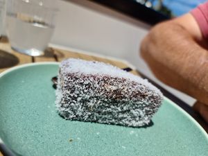 Vegan lamington at Willow Wine Cafe in Kingsville