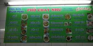 Menu at Pho Chay Nhu in Ho Chi Minh City