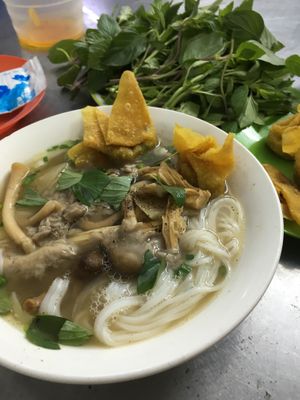 Looks like meat but it’s actually mushrooms and tofu rolls! at Pho Chay Nhu in Ho Chi Minh City