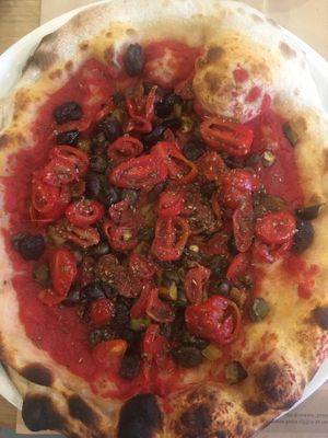 Vegan Mediterranean pizza  at Pizzikotto in Cremona