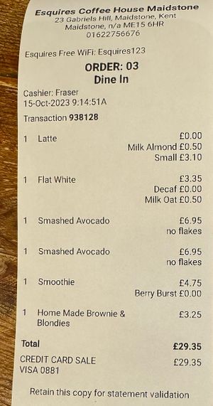   at Esquires Coffee in Maidstone