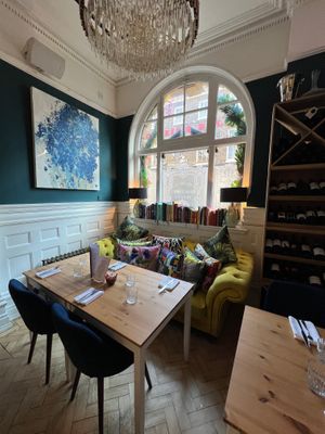 Inside dining at Cafe Nucleus in Rochester