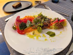 Panko dusted beetroot steak at Noot in Parnu