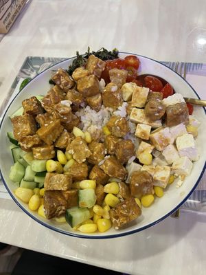 Satay tempeh  at Ohana Poke in Bangkok