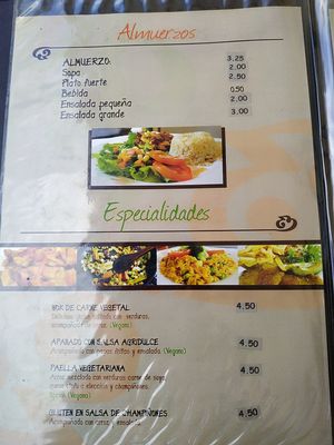 Menu at Govinda's Vegetariano in Cuenca