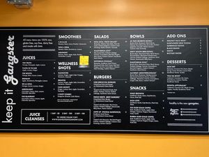 Menu at Gangster Vegan in Riverdale Park