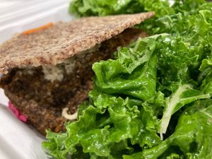 Broccoli burger at Gangster Vegan in Riverdale Park