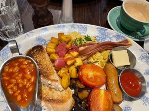 Vegan breakfast, including Oggs  at Bill's - Central in Cardiff