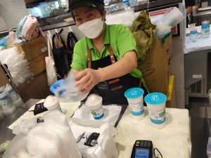 Preparing at SIN - Mr Coconut - Jewel in East Singapore