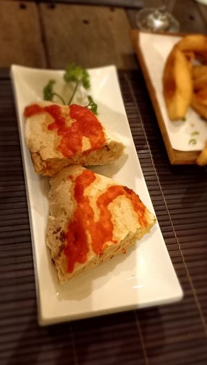 Spinach and cashew cheese calzone #Veganuary at Downtown - Vegan Garden Restaurant in Chiang Mai