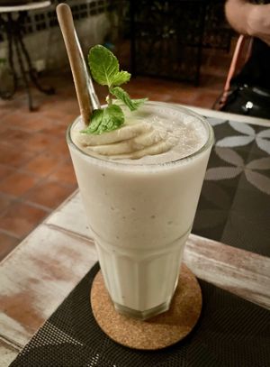 Banana smoothie  at Downtown - Vegan Garden Restaurant in Chiang Mai