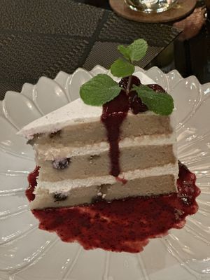 Blueberry lime cake 👌  at Downtown - Vegan Garden Restaurant in Chiang Mai