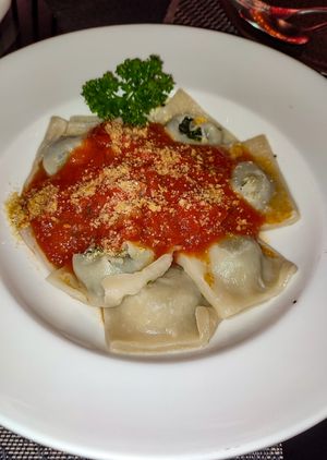 Spinach Ravioli at Downtown - Vegan Garden Restaurant in Chiang Mai
