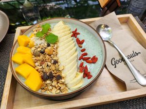 Smoothie bowl breakfast. Yummy. at Downtown - Vegan Garden Restaurant in Chiang Mai