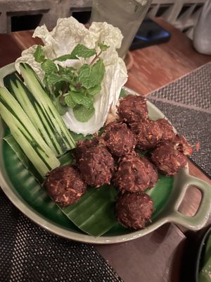 Herb balls - super yummy  at Downtown - Vegan Garden Restaurant in Chiang Mai