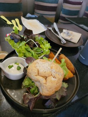 Beetroot burger at Downtown - Vegan Garden Restaurant in Chiang Mai