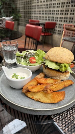 Mushroom burger delicious   at Downtown - Vegan Garden Restaurant in Chiang Mai