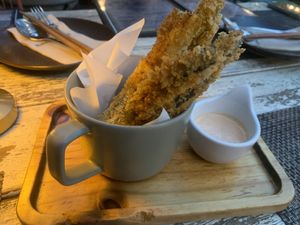 Zucchini fritters   at Downtown - Vegan Garden Restaurant in Chiang Mai