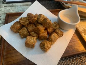 Fried tempeh  at Downtown - Vegan Garden Restaurant in Chiang Mai