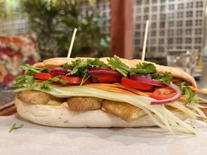 Banh mi sandwich (160 THB)  at Downtown - Vegan Garden Restaurant in Chiang Mai