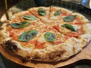 Margherita pizza, large (180 THB)  at Downtown - Vegan Garden Restaurant in Chiang Mai