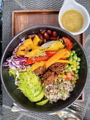 Falafel avocado bowl (180 THB)  at Downtown - Vegan Garden Restaurant in Chiang Mai