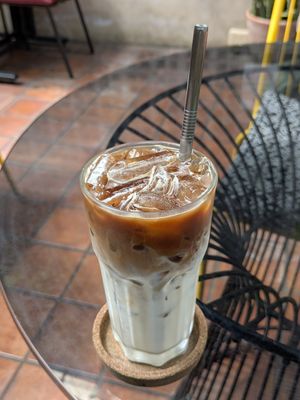 Iced Almond Latte at Downtown - Vegan Garden Restaurant in Chiang Mai