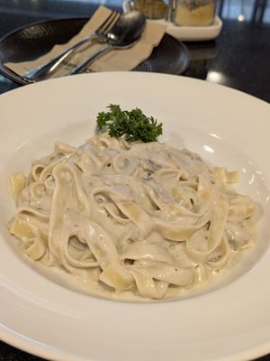 Fettuccine Cream and Champignon at Downtown - Vegan Garden Restaurant in Chiang Mai