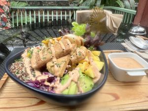 Grilled tofu bowl. Wow !  at Downtown - Vegan Garden Restaurant in Chiang Mai