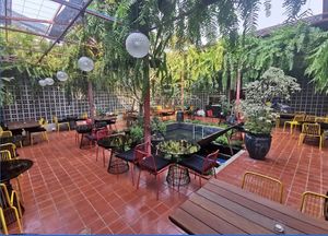 Outdoor seating at Downtown - Vegan Garden Restaurant in Chiang Mai