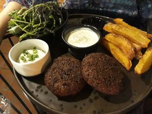 Pesto and kale steak at Downtown - Vegan Garden Restaurant in Chiang Mai