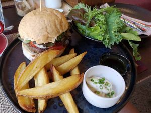 Khao soi burger 🍔 at Downtown - Vegan Garden Restaurant in Chiang Mai