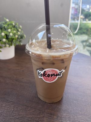 Iced kokonut café latte with Thai Nam Hom coconut   at Kokonut in Bangkok