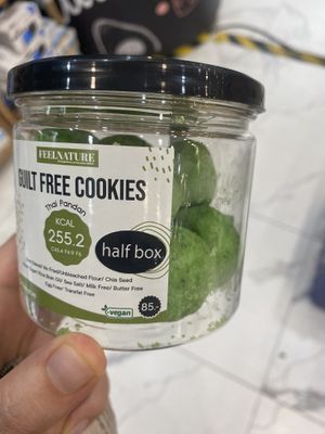 Pandan cookies..  a popular flavor I never knew about until traveling to Asia.  Nice little snack to have in my hotel room.   at Kokonut in Bangkok