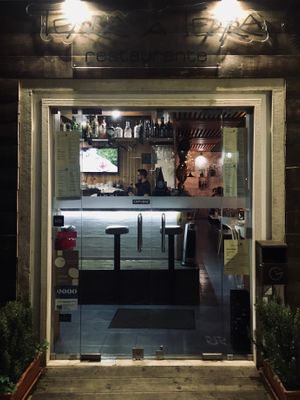In front of the restaurant at Terra à Terra in Lourinha