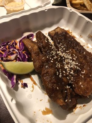 Thai chili wings - actually such a surprise this was the most delicious thing. Meat eater says “this is the best thing I’ve had from a vegan restaurant." at The Chicago Diner - Lakeview in Chicago