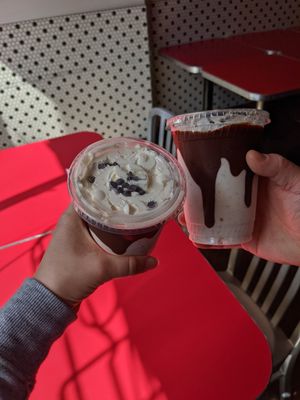 The cookie dough shake and the mint chip shake were incredible. at The Chicago Diner - Lakeview in Chicago