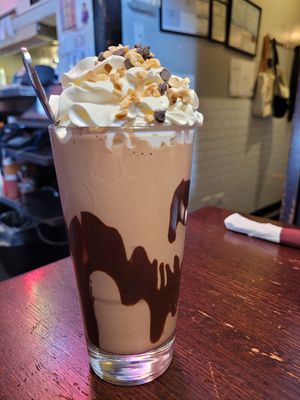 Chocolate peanut butter milkshake at The Chicago Diner - Lakeview in Chicago