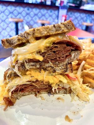 Close up of Reuben sandwich - absolutely phenomenal   at The Chicago Diner - Lakeview in Chicago