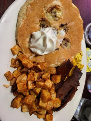 Breakfast Combo with Banana Pancake at The Chicago Diner - Lakeview in Chicago