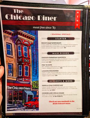 Menu page at The Chicago Diner - Lakeview at The Chicago Diner - Lakeview in Chicago