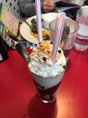 Chocolate peanut butter milkshake  at The Chicago Diner - Lakeview in Chicago