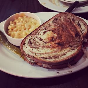 Reuben with Mac and “Teese”  at The Chicago Diner - Lakeview in Chicago