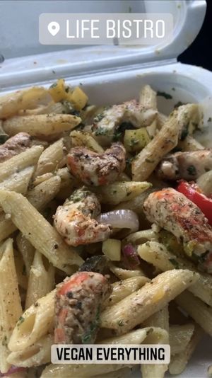 Vegan Shrimp pasta  at Life Bistro in Atlanta